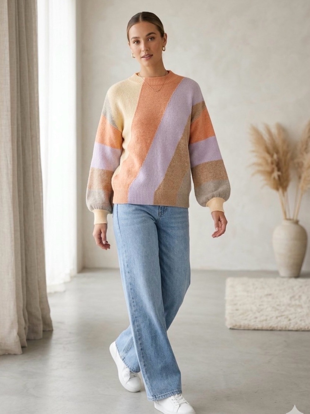 Colorblock Pastel Women's Sweater, Andre by Unit, Wonen’s Small